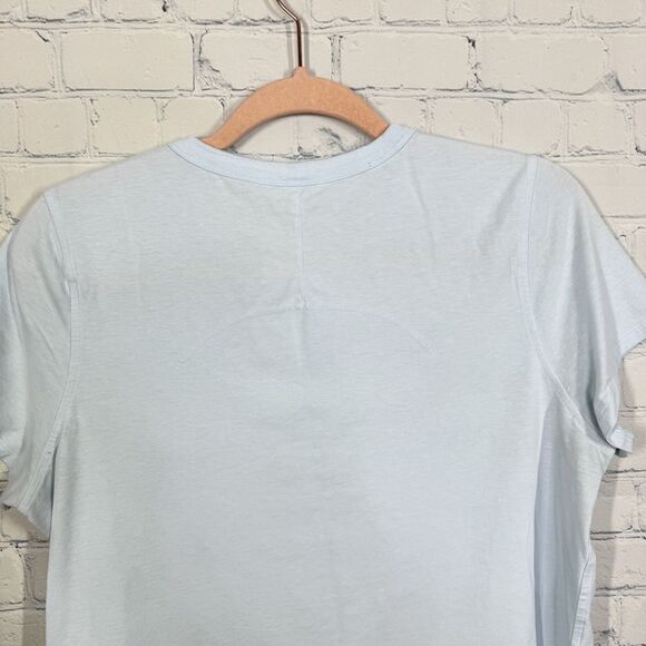 Lululemon Women Size 10 Blue Crew Neck Short Sleeve Cropped T-shirt Gym Casual - Picture 4 of 10